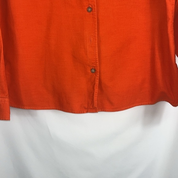 Moda International corduroy long sleeve pockets button down shirt Sz L Orange - Picture 4 of 11